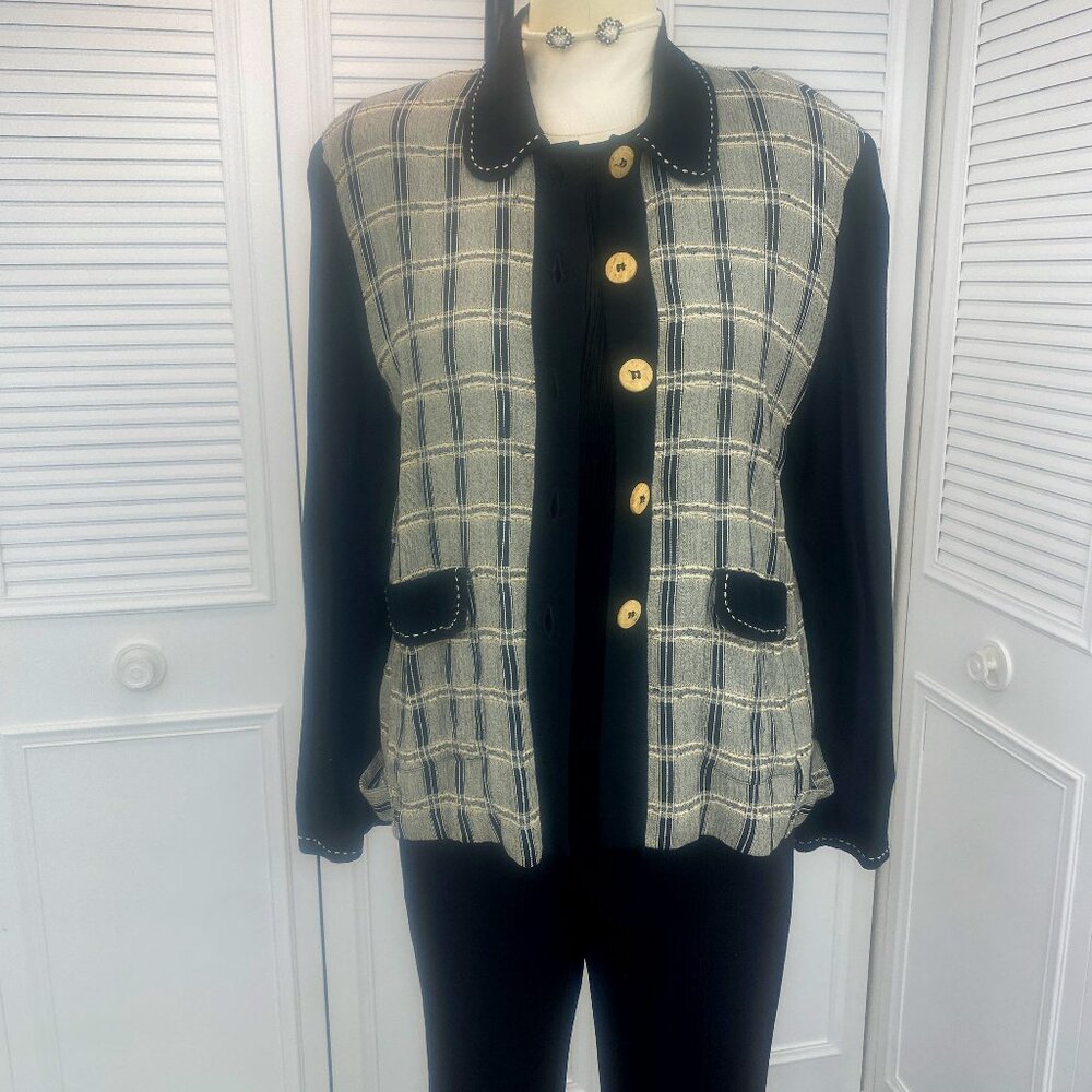 Carole Little 90s Retro Black and Creme Jacket Sz.10